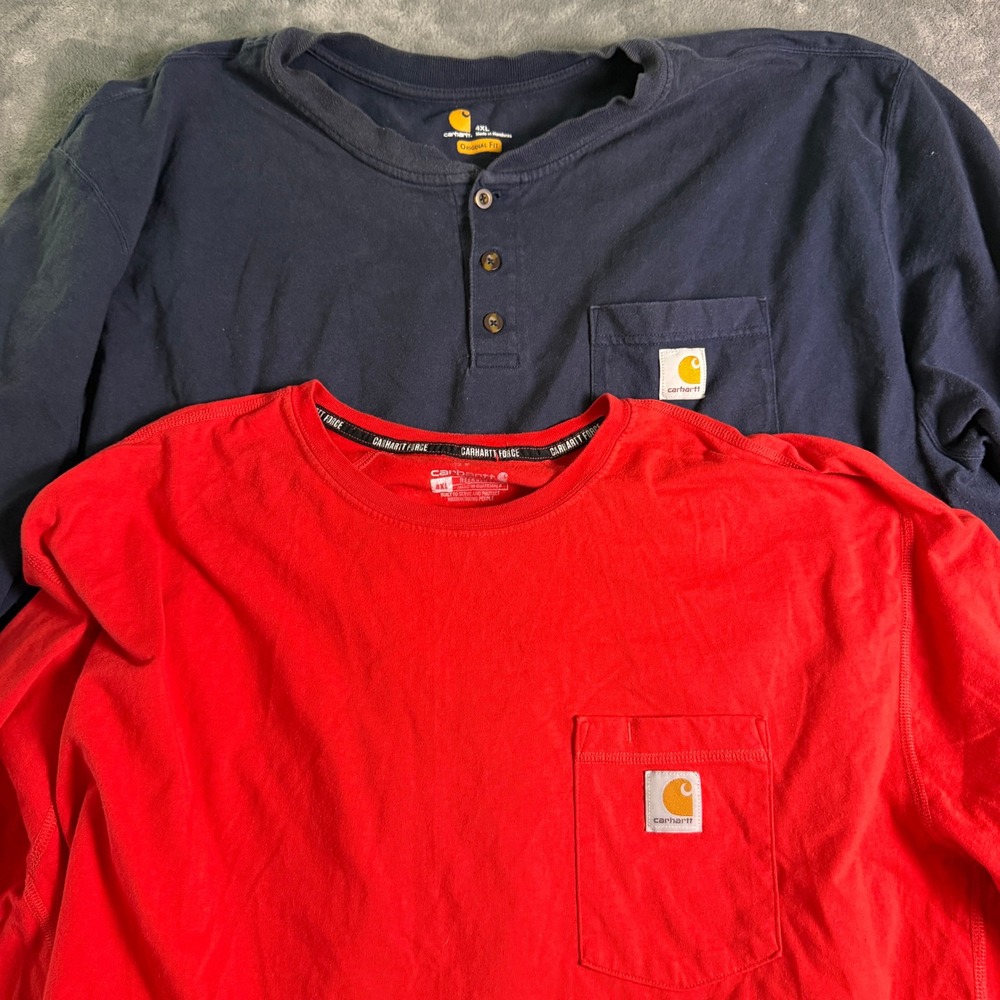 Carhartt Mens 4XL Short Sleeve Shirt Lot 2 Force Relaxed Original Fit Navy Red